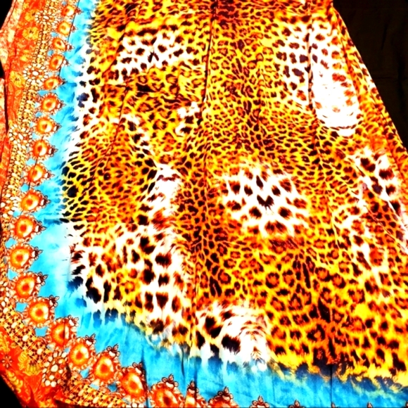 *LAST ONE* JSQUAD by MANISH VAID Leopard Print SILKY Kaftan XL NWT - Picture 3 of 8